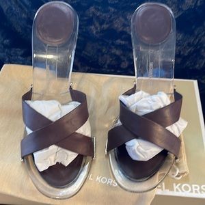 Michael Kors leather and lucite mules size 9.5